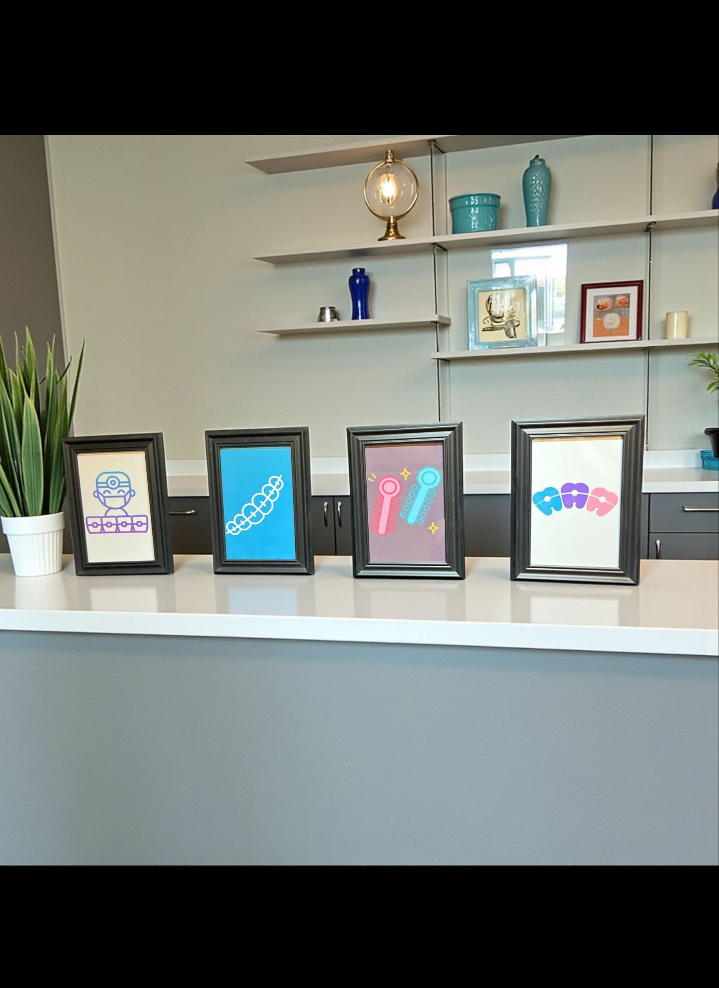 Orthodontic Braces Wall Art Set Dental Decor for Orthodontist Office