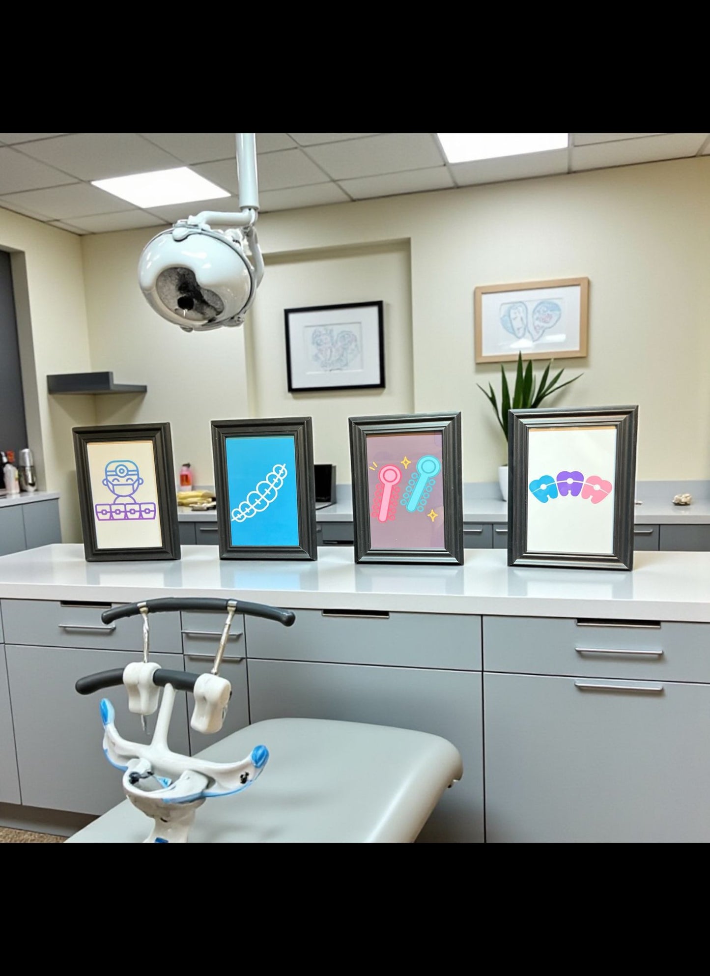 Orthodontic Braces Wall Art Set Dental Decor for Orthodontist Office
