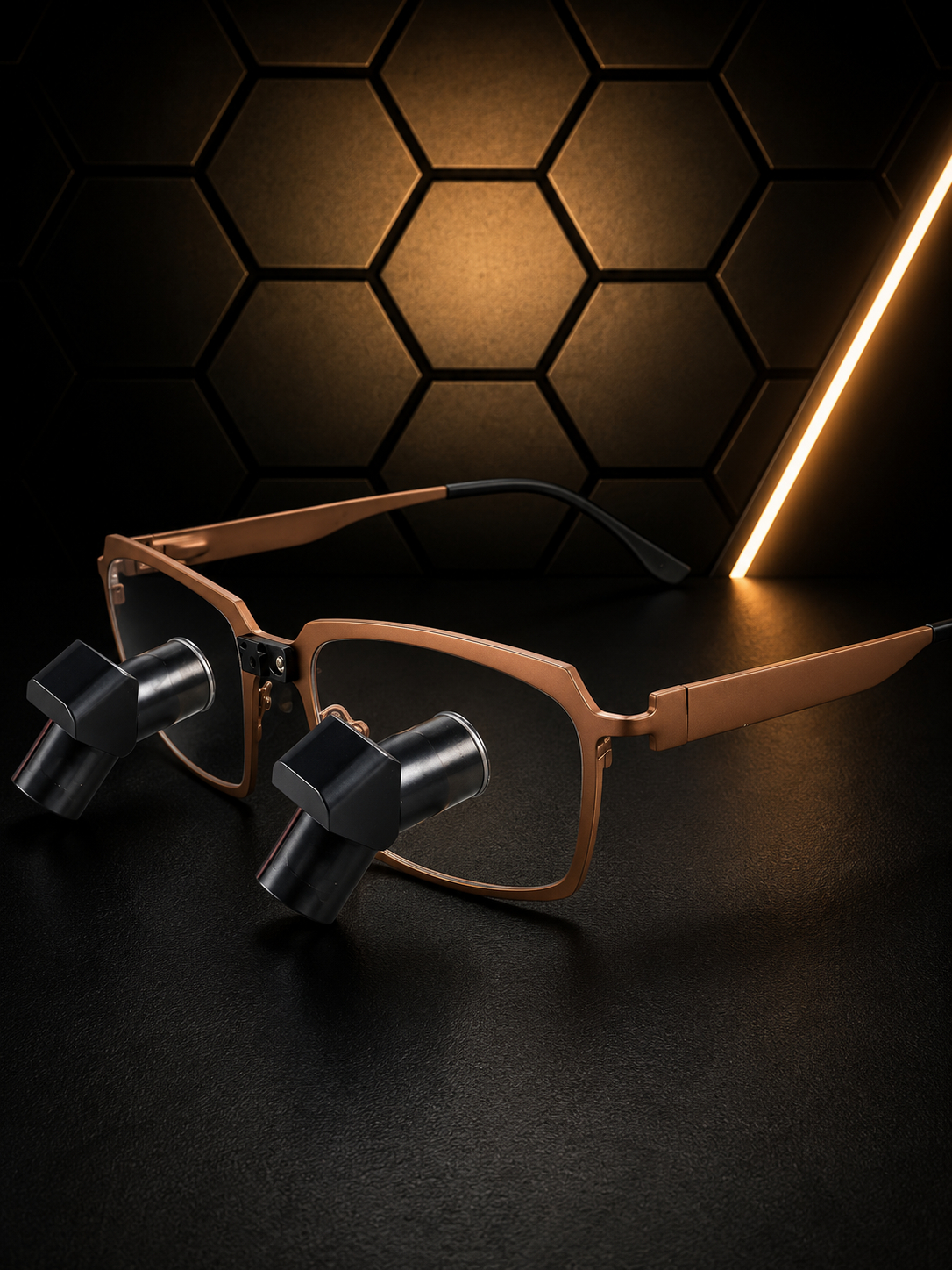 DeeTect Ergonomic loupes (Bronze Frames) With wireless headlight
