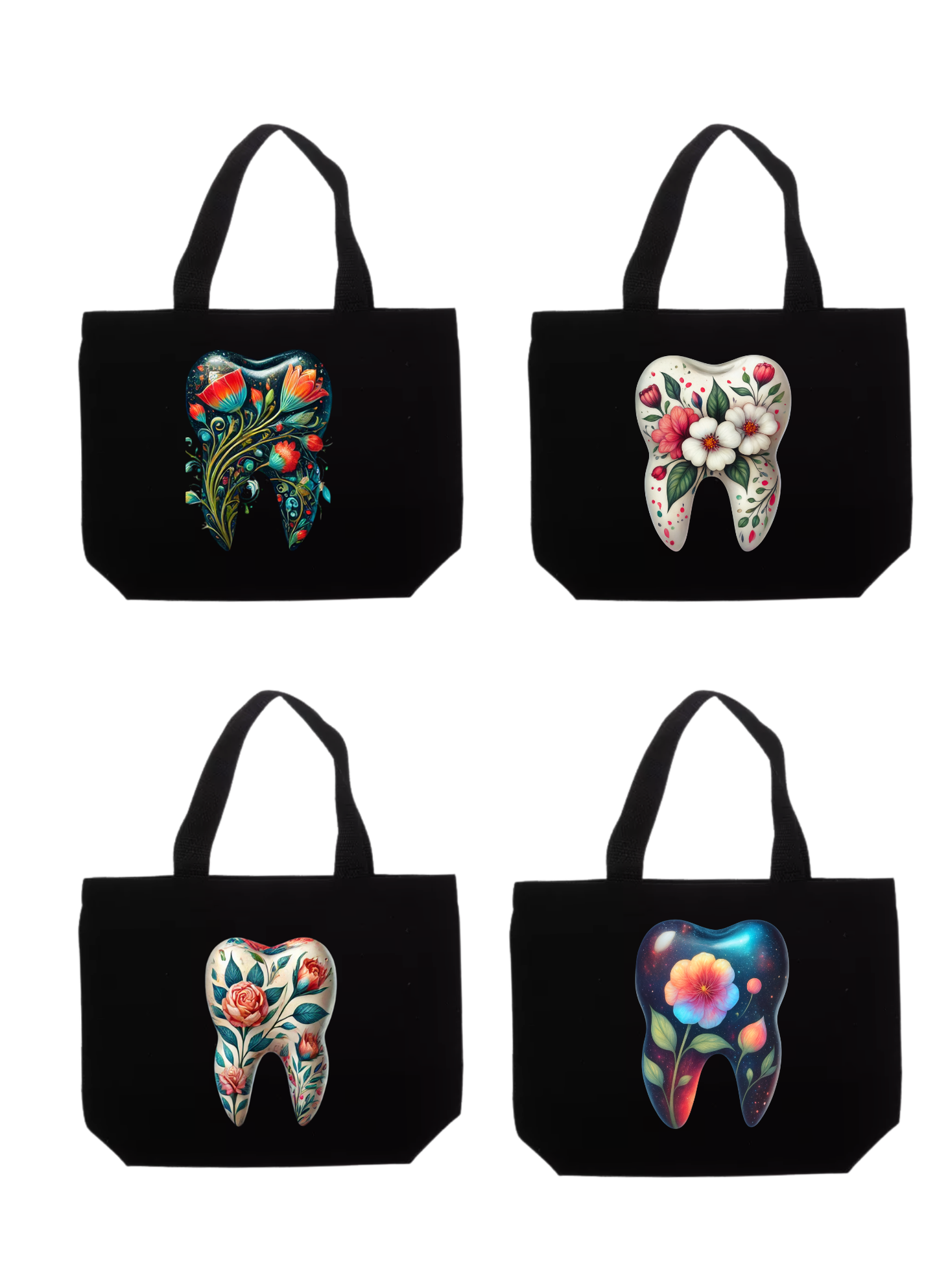 Dental Tote Bags. Tooth Bloom Collection