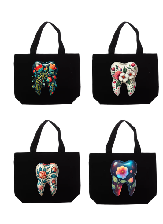 Dental Tote Bags. Tooth Bloom Collection