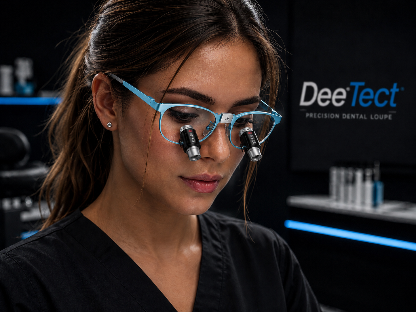 DeeTect Easy Ergos Wireless Loupes (Aqua Frost Blue) Round Frame