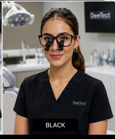 DeeTect Ergonomic loupes (Black Frames) With wireless headlight