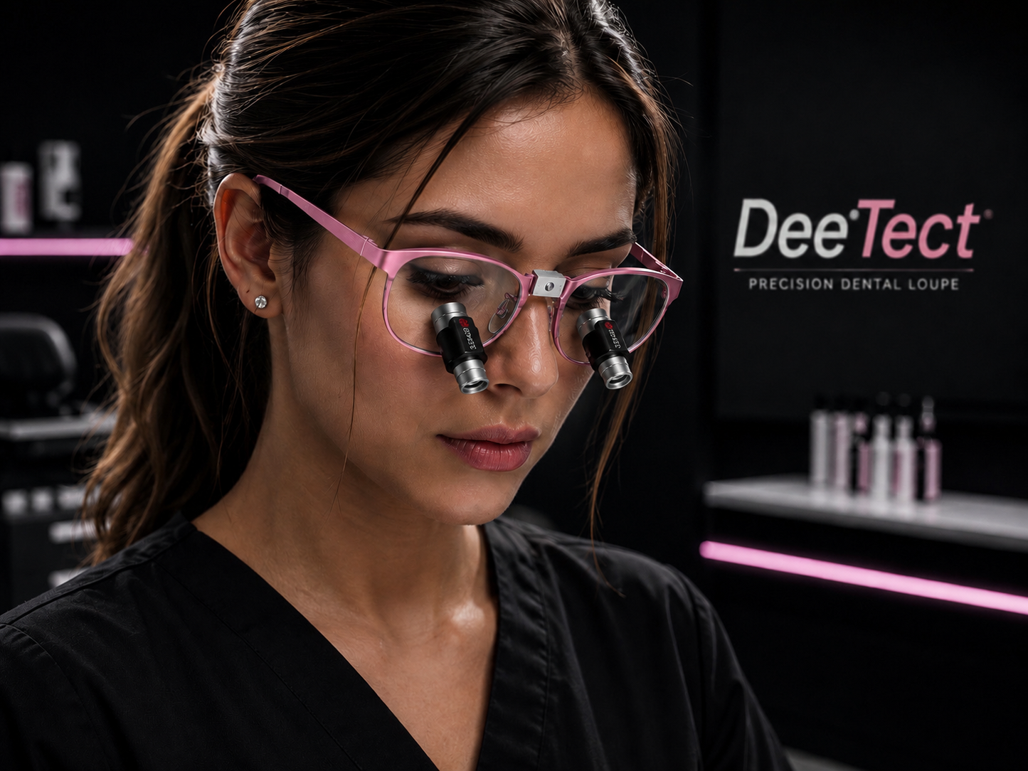 DeeTect Easy Ergos Wireless Loupes (Pink Quartz) Round frame.