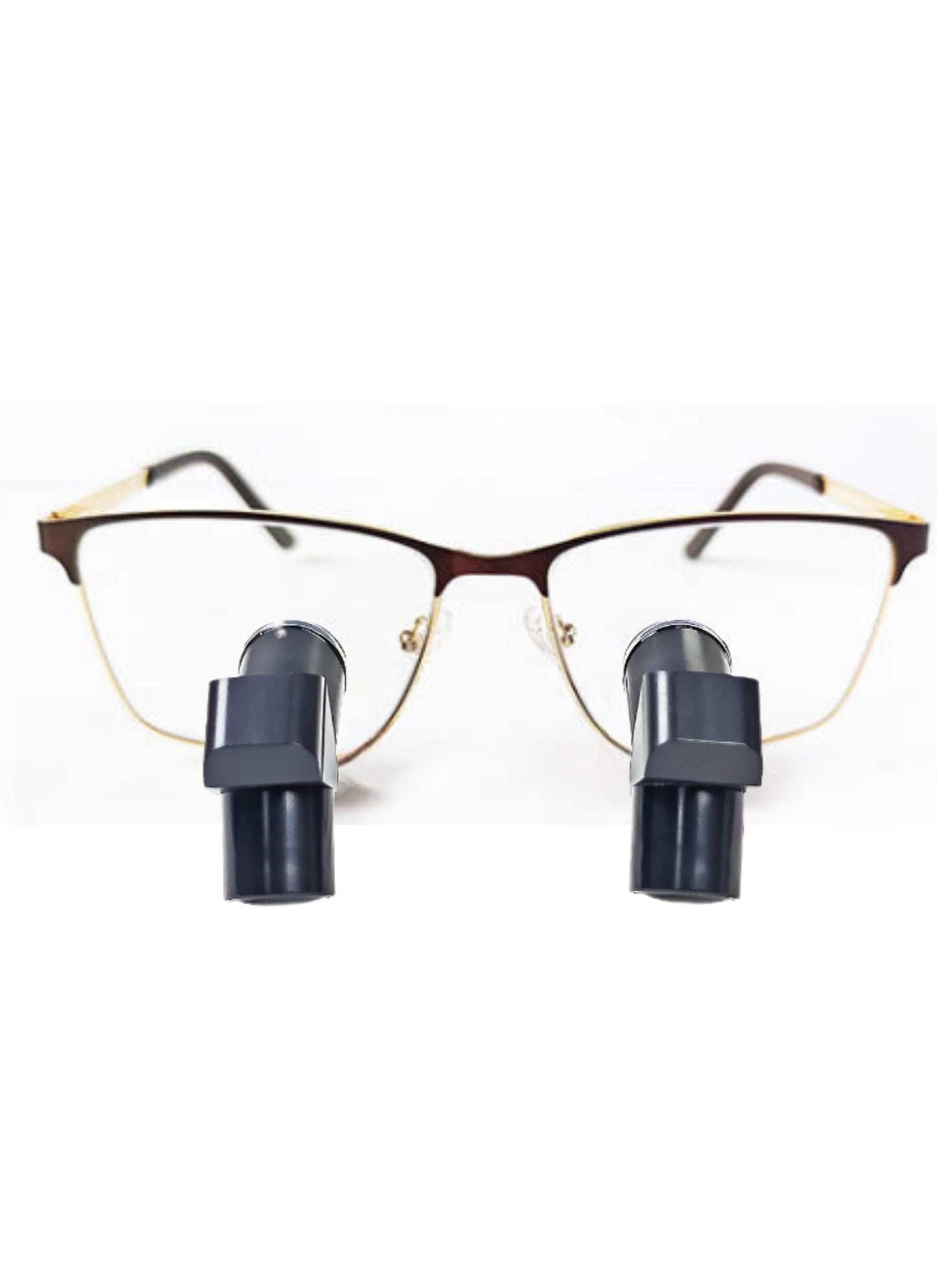 DeeTect Ergonomic loupes (Brown/gold Frames) With wireless headlight