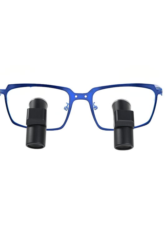 DeeTect Ergonomic loupes (Blue Frames) With wireless headlight.