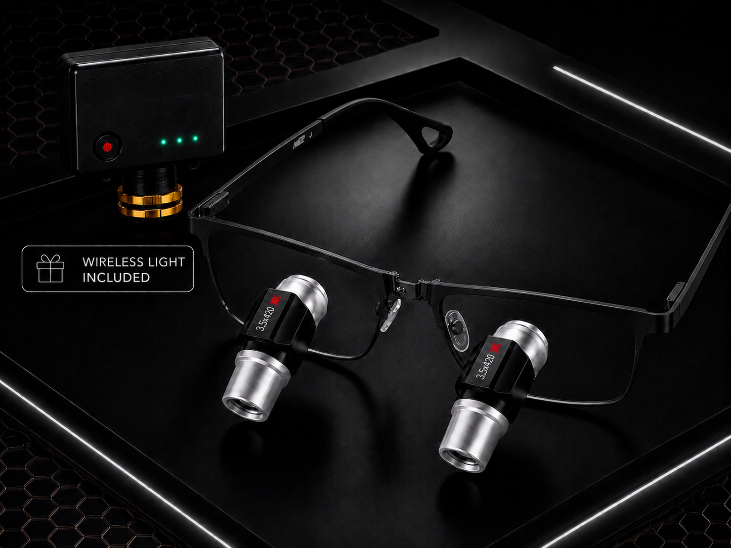 DeeTect Easy Ergos Wireless Loupes (Black) Square frame