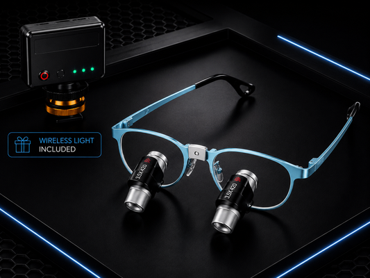 DeeTect Easy Ergos Wireless Loupes (Aqua Frost Blue) Round Frame