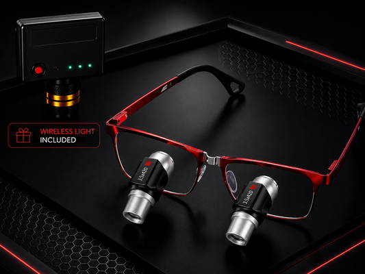 DeeTect Easy Ergos Wireless Loupes (Red) Square frame