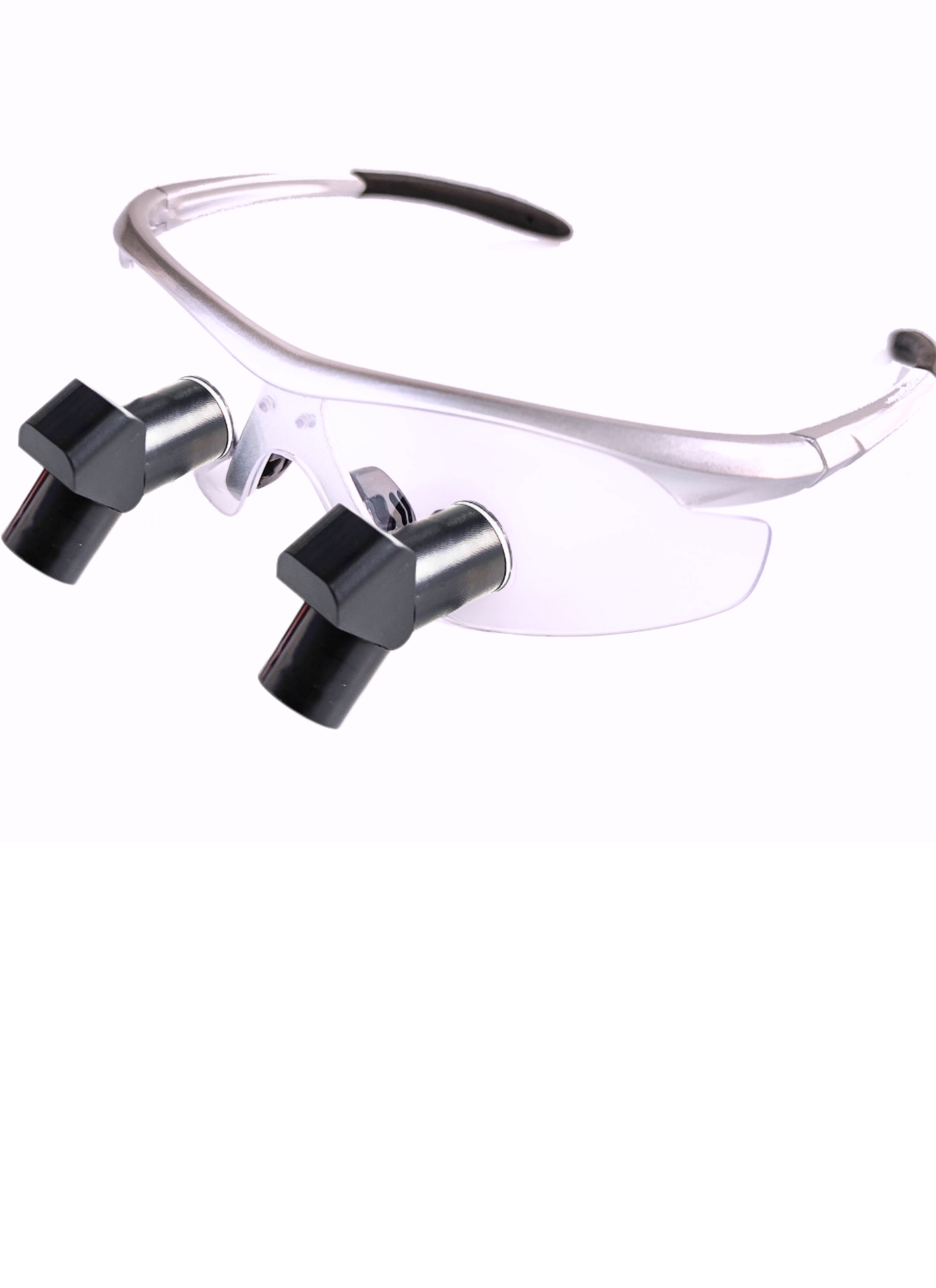 DeeTect Ergonomic loupes (Silver Round Frames) With wireless headlight.