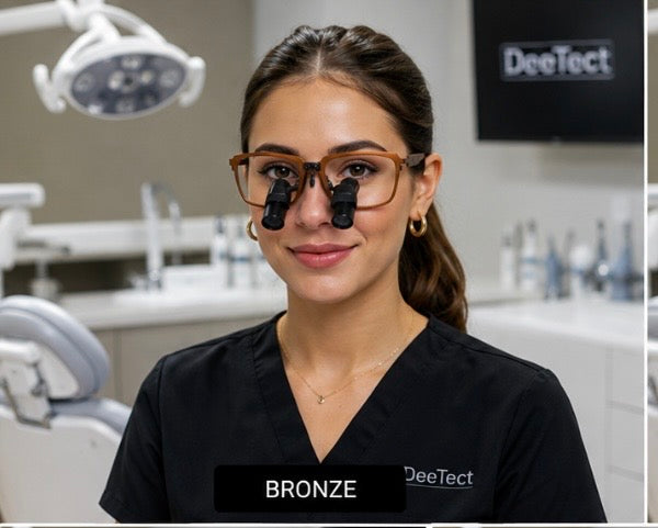 DeeTect Ergonomic loupes (Bronze Frames) With wireless headlight