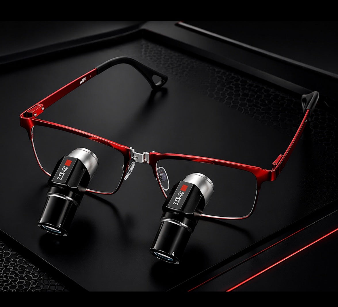 DeeTect Easy Ergos Wireless Loupes (Red) Square frame