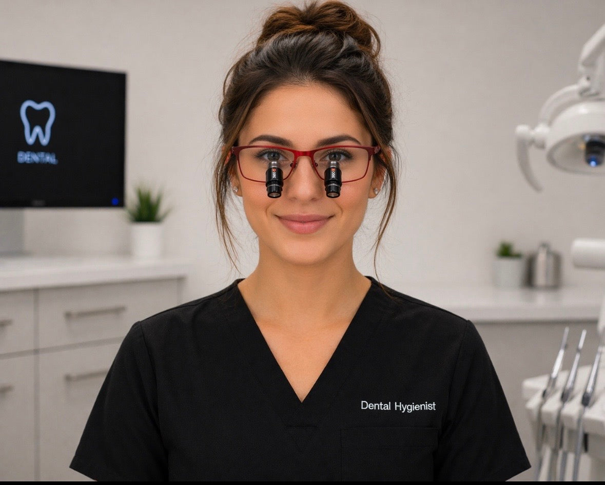 DeeTect Easy Ergos Wireless Loupes (Red) Square frame