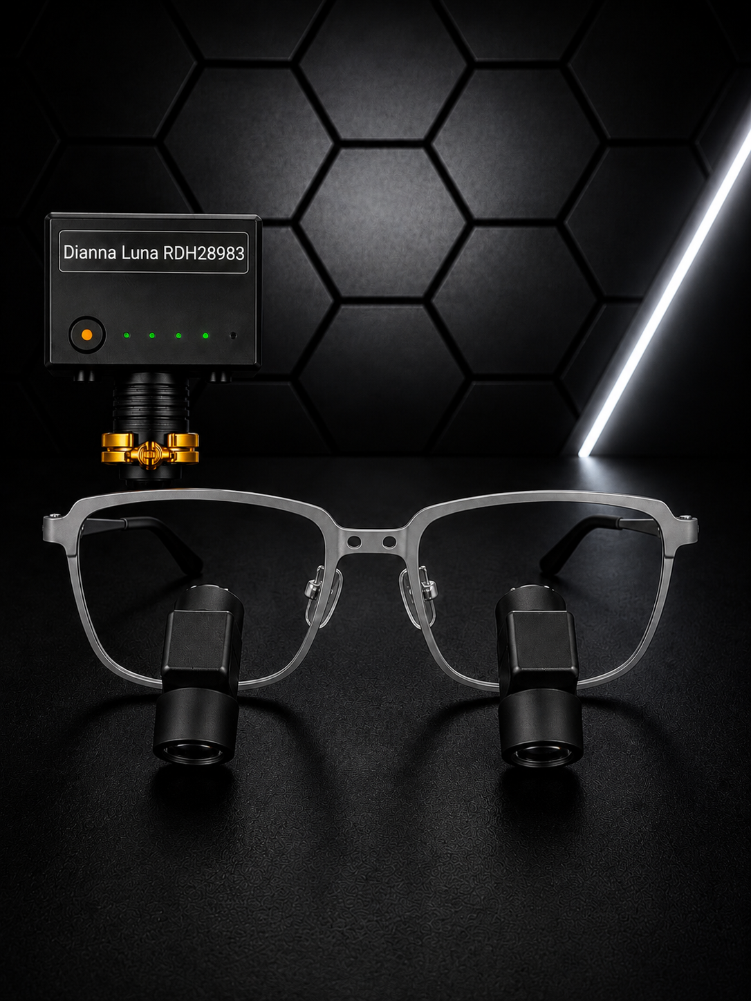 DeeTect Ergonomic loupes (Silver Frames) With wireless headlight
