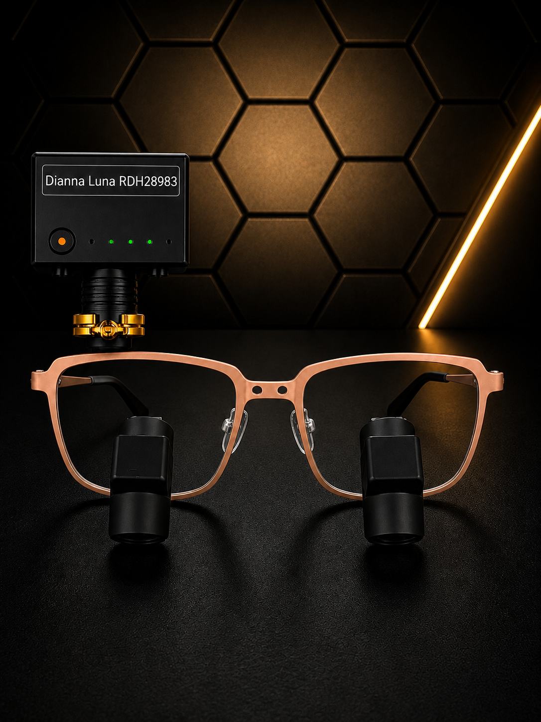 DeeTect Ergonomic loupes (Bronze Frames) With wireless headlight