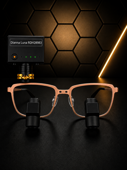 DeeTect Ergonomic loupes (Bronze Frames) With wireless headlight