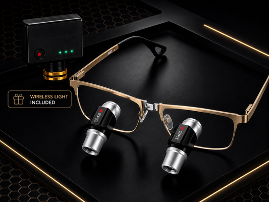DeeTect Easy Ergos Wireless Loupes (Yellow Gold) Square frame