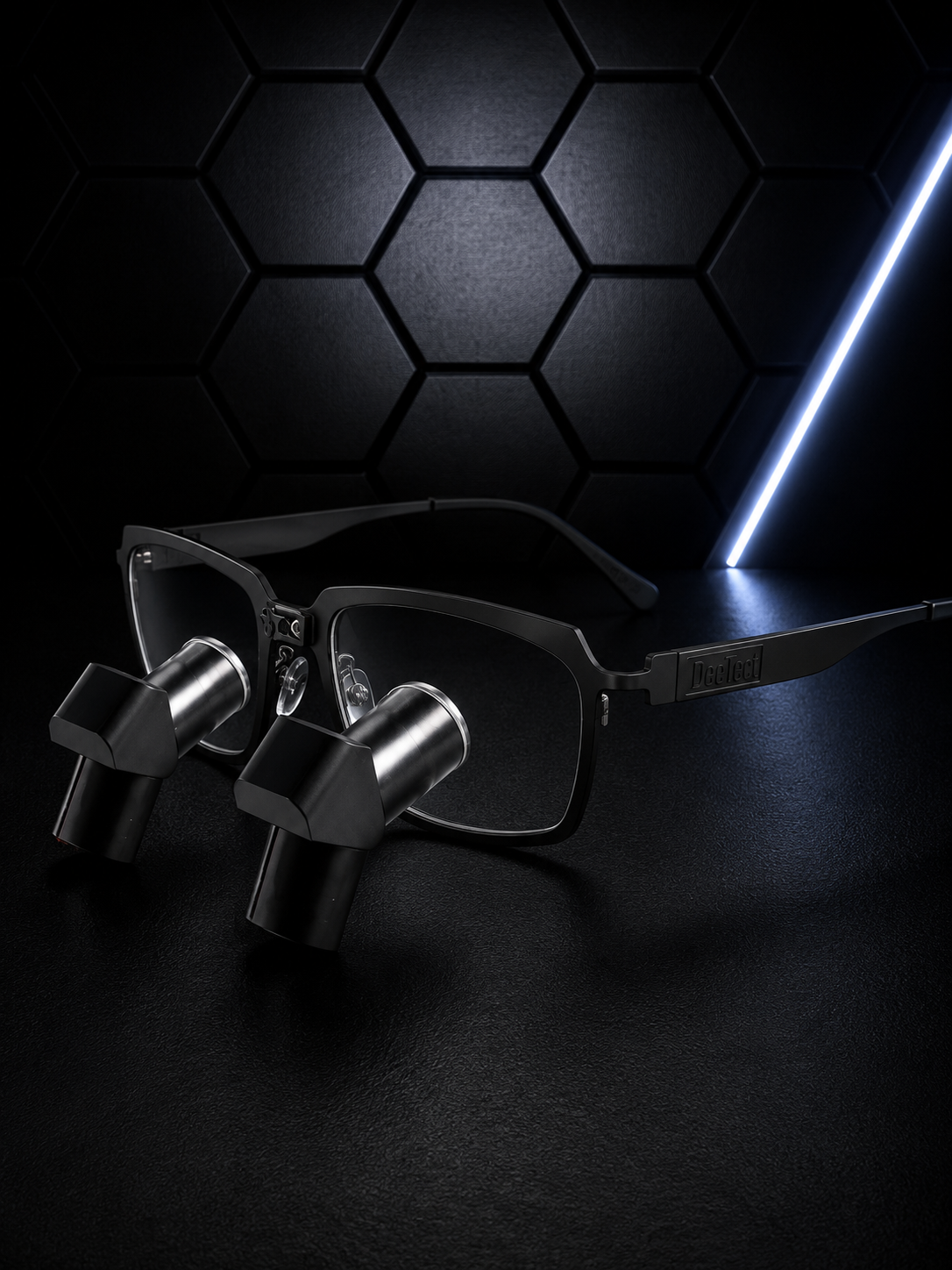 DeeTect Ergonomic loupes (Black Frames) With wireless headlight
