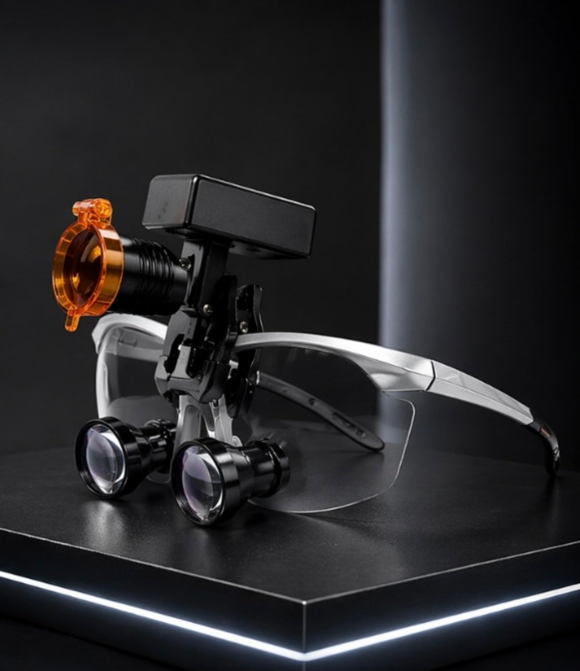 Silver Loupes With Wireless Headlight