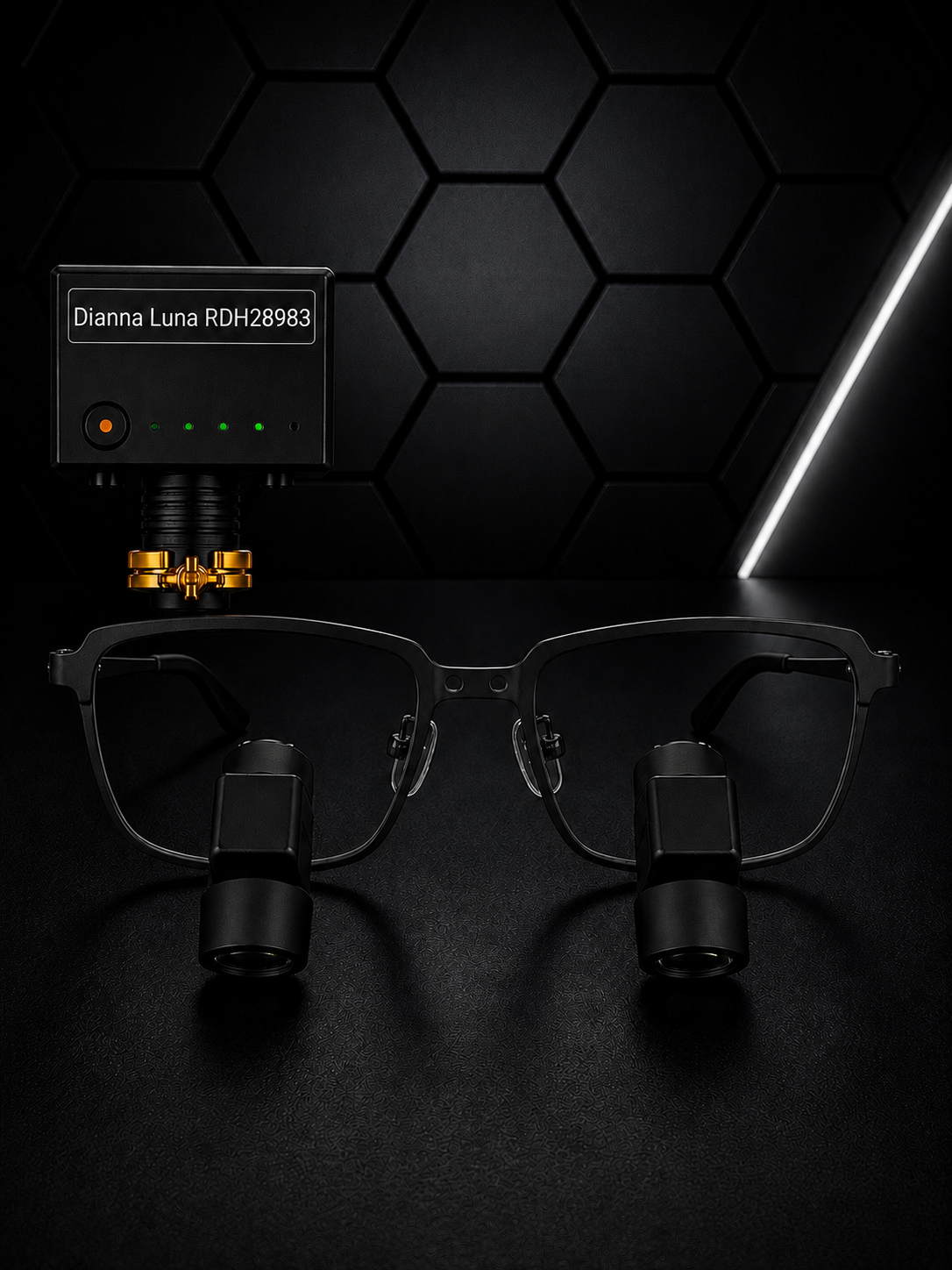 DeeTect Ergonomic loupes (Black Frames) With wireless headlight
