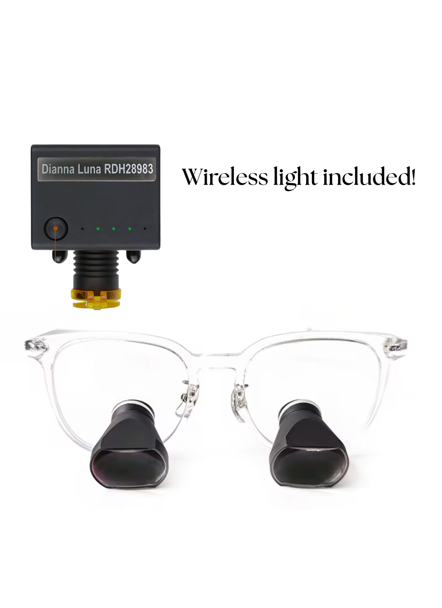 Clear Square Frame Loupes With Wireless Headlight