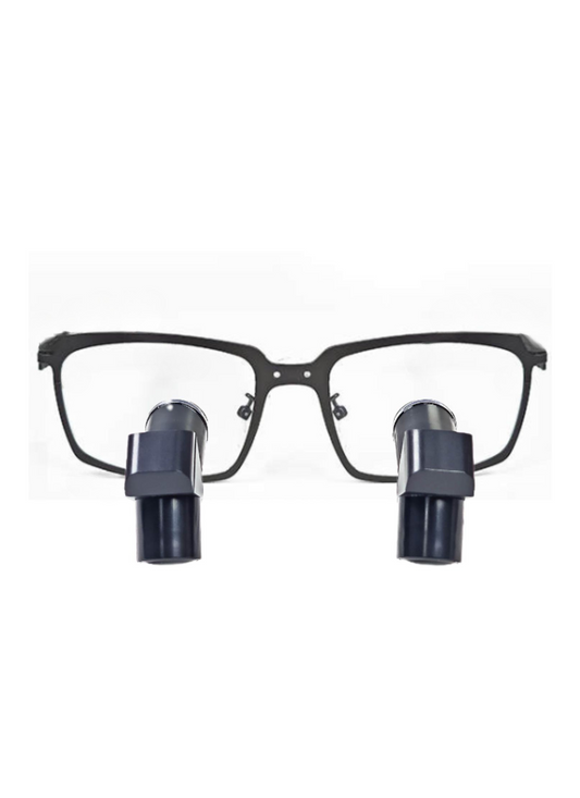 DeeTect Ergonomic loupes (Black Frames Style 2) With wireless headlight.