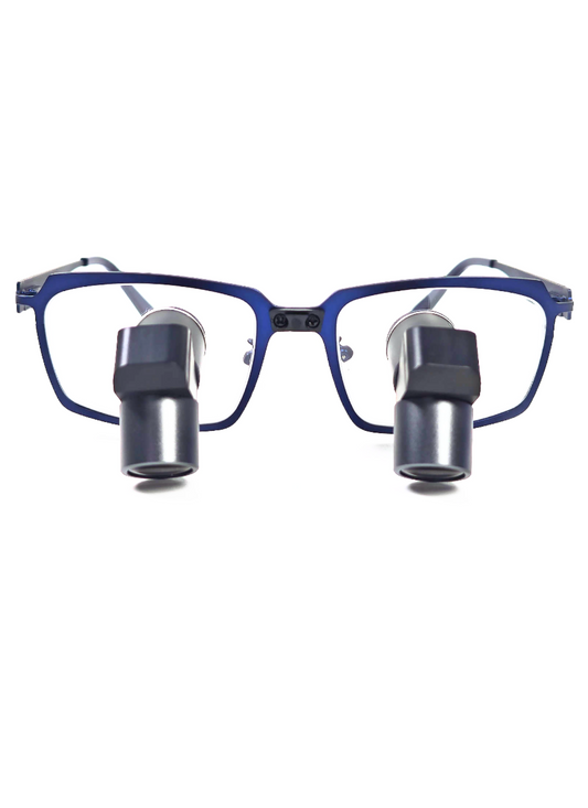 DeeTect Ergonomic loupes (Blue Frames) With wireless headlight.