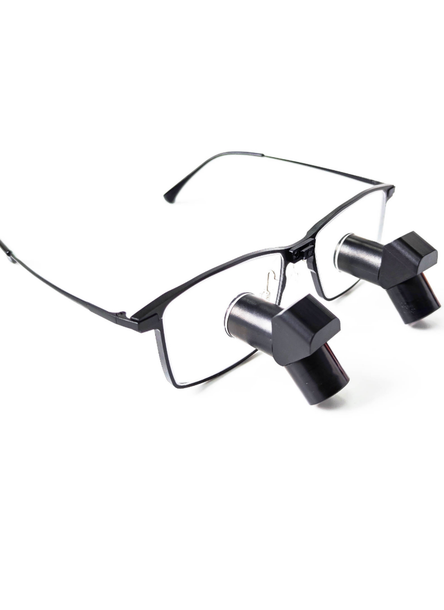 DeeTect Ergonomic loupes (Black Square Frames) With wireless headlight.